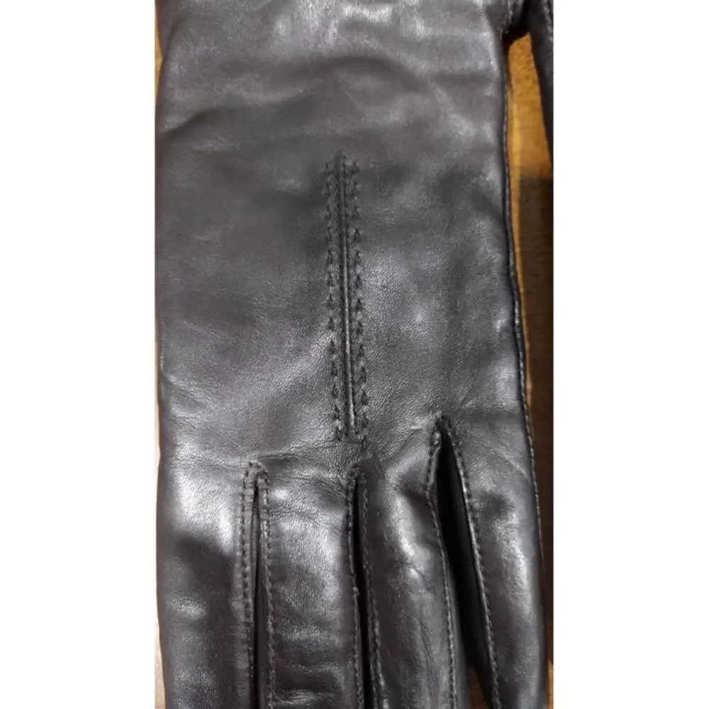 Grandoe Dark Brown Leather Gloves with Faux Fur Lining, Sz‎ L, NWOT